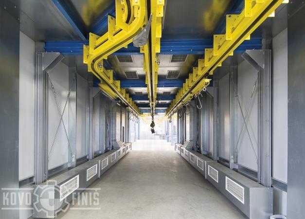 Paint coating line for gearboxes